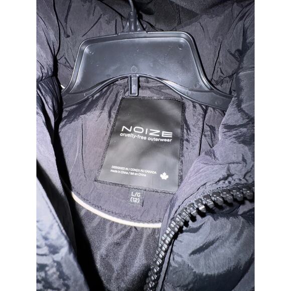 NEW NOIZE Kids Black Long Sleeve Hooded Full-Zip Puffer Jacket Size L - Picture 5 of 8